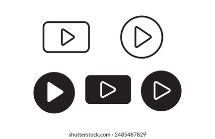 Play button icons set. Player Button set icon sign. Start buttons circle flat style collection.