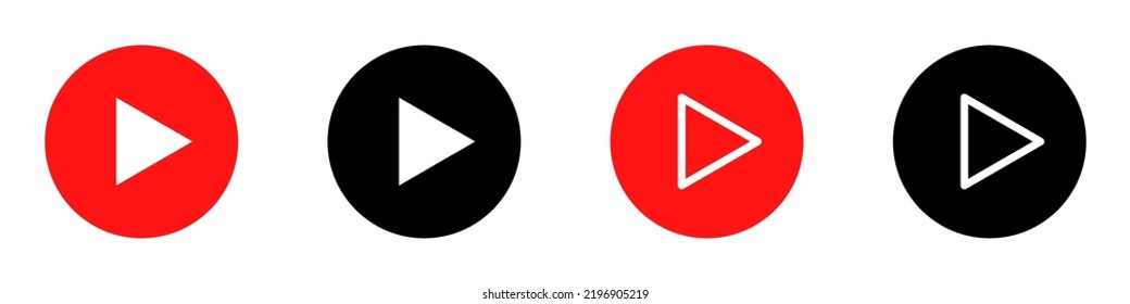 Reproducir iconos de botón. Conjunto de símbolos sobre un fondo blanco. Reproductor de audio de vídeo. Ilustración del vector