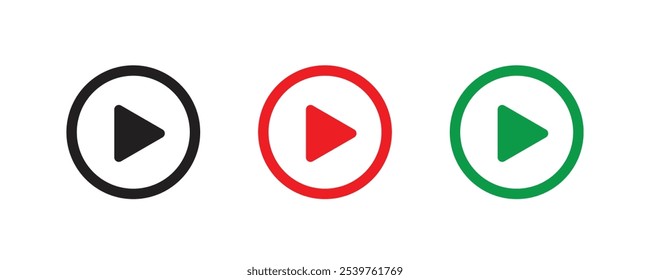 Play button icons Set of symbol on a white background Video audio player Vector illustration.