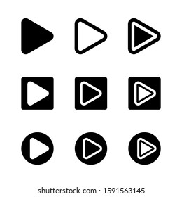 Play Button Icons Set Vector Isolated on White 