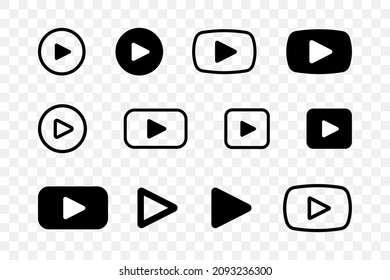 Play button icons set. Video sign. Media player video. Vector illustration. EPS 10