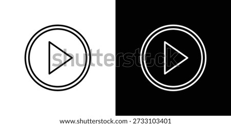 Play button icons thin vector line art set