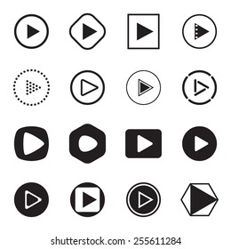Play button icons. Vector illustration