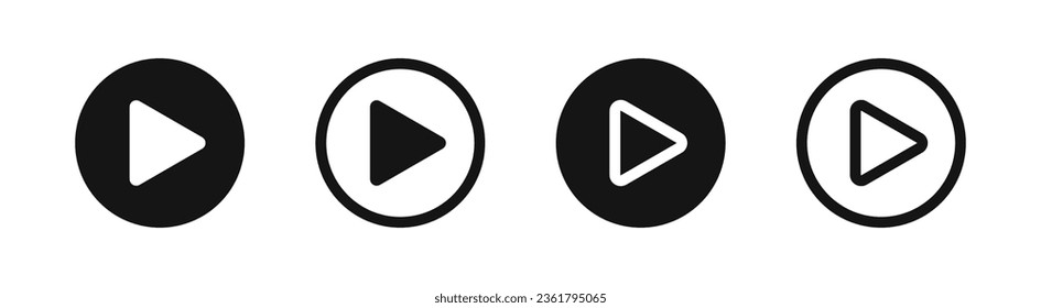 Play button icons. Vector play button set. Media player button collection. EPS 10