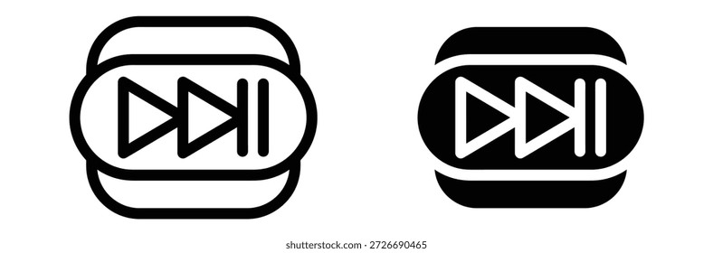 Wiedergabeschaltflächensymbole für Video- und Mediensteuerelemente in Schwarz-Weiß,Symbolsatz für Wiedergabeschaltflächen. Elemente für Spielestreaming. Schaltflächensymbole Symbole für die Wiedergabe. Audio- oder Videoaktionssymbol starten.