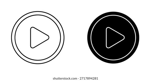 Play button illustration in black and white isolated on, great for media and interface design