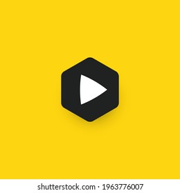 Play button for innovation technology interface. Start and launch icon, hud and gui design element. Digital multimedia logo template for music, video, audio player sign. Vector illustration.