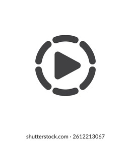 Play button inside a circle vector icon. filled flat sign for mobile concept and web design. Story reel glyph icon. Temporary content symbol, logo illustration. Vector graphics