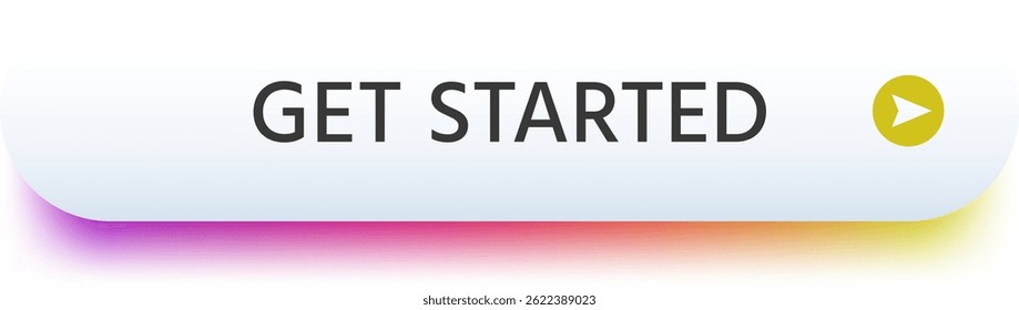 Play button inviting engagement on a vibrant banner featuring a smooth gradient transitioning from purple to orange and yellow, ideal for enhancing a website or app interface