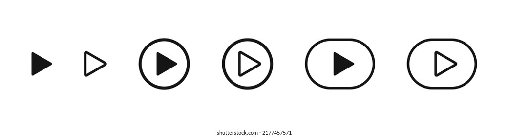 Play Button Isolated Flat Vector Icons. Video Player Button Set. Video And Audio Player Buttons