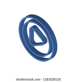 Play button isometric left top view 3D icon
