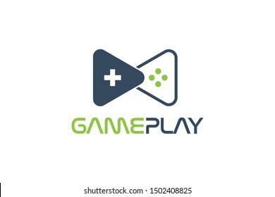 Play Button And Joy Stick Gaming Logo Designs Vector