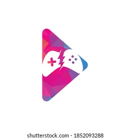 Play Button and Joy Stick Gaming Logo design template.