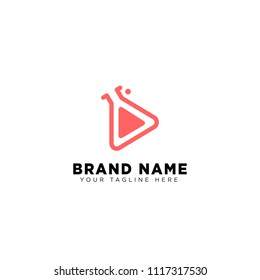 play button lab music player arrow logo template vector illustration