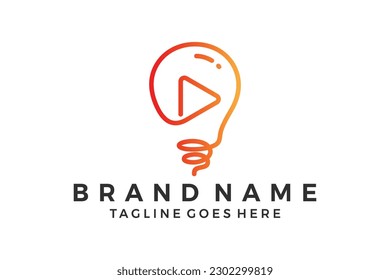 play button with light bulbs, technology design logo design vector