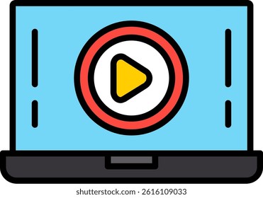 Play Button Line Filled Vector Icon Design