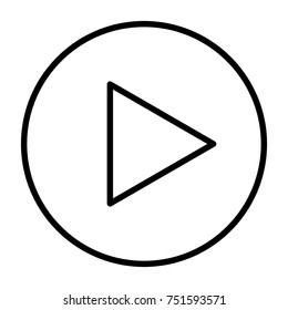 Play button line icon. 96x96 vector symbol isolated on white background