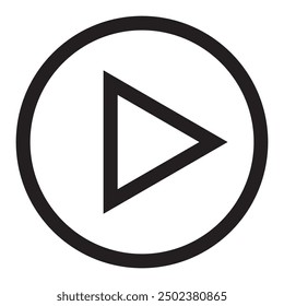 Play button line icon isolated on white background.
