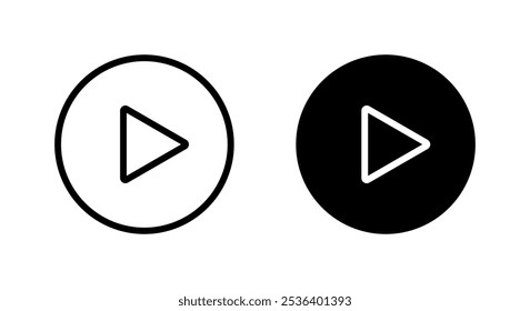 Play button line icon on black circle. Streaming video sign symbol