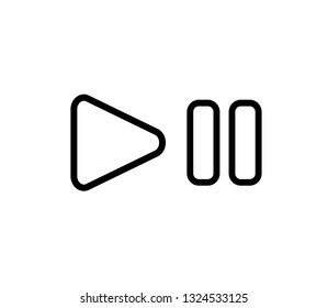 Play button line icon, outline vector sign, linear style pictogram isolated on white. Symbol, logo illustration.
