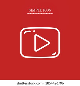 Play button line icon, outline vector illustration.