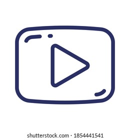 Play button line icon, outline vector illustration.