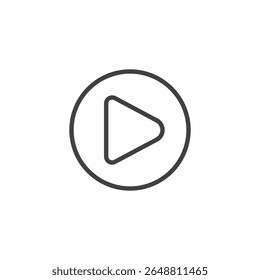 Play Button line icon. Outline icon vector of a triangular play symbol. This icon symbol suits video learning, media playback, and digital education.