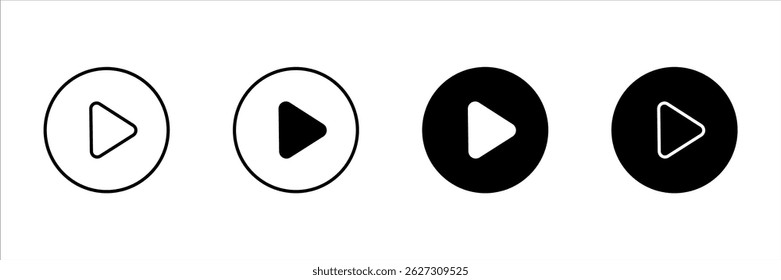 play button line icon set. For your website, logo, app, UI design. Illustration, isolated on white background.