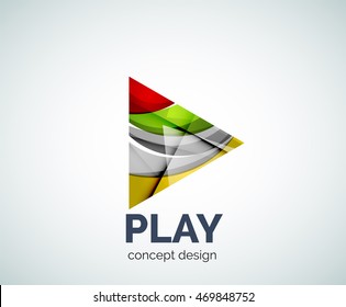 Spielen Sie das Symbol für das Firmenlogo der Schaltfläche mit überschneidenden Elementen. Glossy abstrakter geometrischer Stil, einlogotypisch