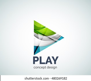 Spielen Sie das Symbol für das Firmenlogo der Schaltfläche mit überschneidenden Elementen. Glossy abstrakter geometrischer Stil, einlogotypisch