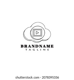 Logo-Karikatur-Symbol-Design der Play-Taste, moderne Vektorgrafik