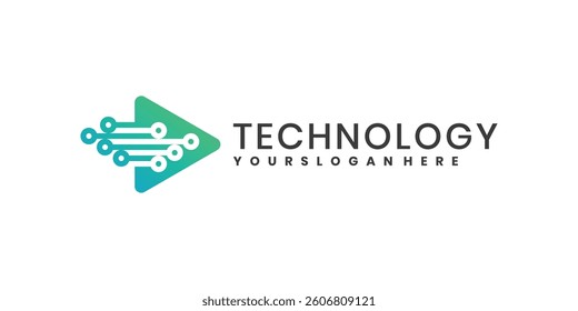 Play button logo design for technology