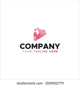 Play Button Logo Gradient Brand For Company