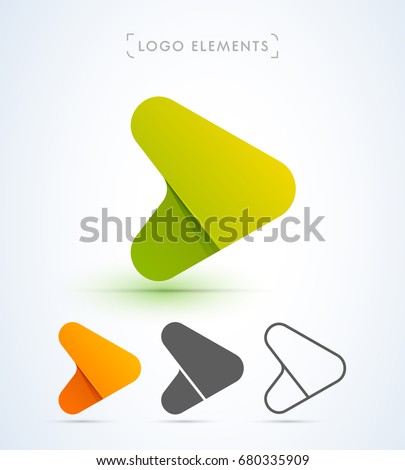 Play button logo in material design style. Application icon