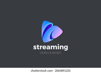 Play Button Logo Streaming Media Service Vector Design Template 3D style.
