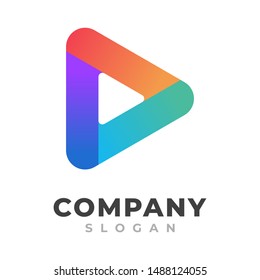 play button logo template, with colorful modern simple minimalist style, for your company
