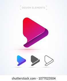 Play button logo template. Video and Music player icon design. Vector, abstract, material design, flat and line art style