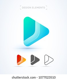 Play button logo template. Video and Music player icon design. Vector, abstract, material design, flat and line art style