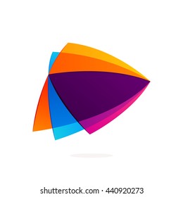 Play button logo. Triangle intersection icon. Colorful vector design for app icon, corporate identity, card, labels or posters.