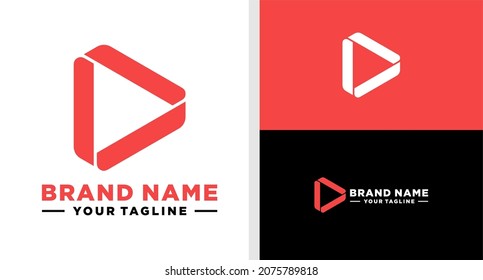 PLAY BUTTON LOGO TRIANGLE UNUSUAL EDITABLE