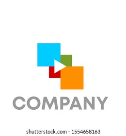 play button logo vector design simple template