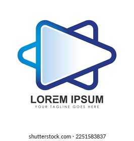 Play Button Logo Vector Icon Sign illustration in white background isolated