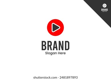 Play button logotype. Entertainment brand identity design template. Perfect logo for business related to cinema industry. Isolated background. Vector eps 10.