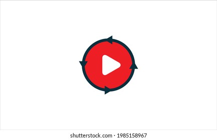 Play button loop icon logo design vector template illustration symbol