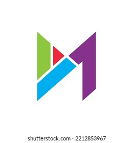 botón de reproducción M letra icono vectorial ilustración concepto plantilla de diseño web