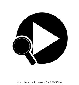 play button and magnifying glass icon