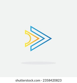 Botón de reproducción para el logotipo de la aplicación multimedia. Aplicación de servicio de streaming Logoype. Elemento de diseño de iconos de reproductor multimedia para la señal de inicio de películas y música, logotipo del editor de audio y vídeo