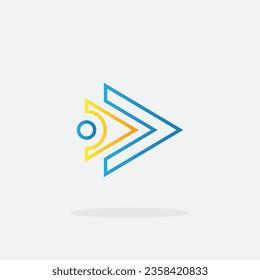 Play button for media app logo. Streaming service app Logotype. Multimedia player icon design element for Music and movie start sign, audio and video editor logo