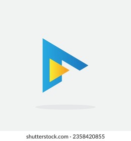 Play button for media app logo. Streaming service app Logotype. Multimedia player icon design element for Music and movie start sign, audio and video editor logo