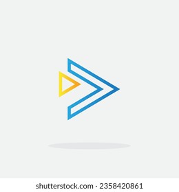 Play button for media app logo. Streaming service app Logotype. Multimedia player icon design element for Music and movie start sign, audio and video editor logo